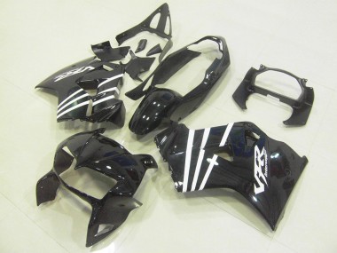 Purchase 1998-2001 Honda VFR 800 Motorcycle Fairings - Glossy Black White Stripe Canada
