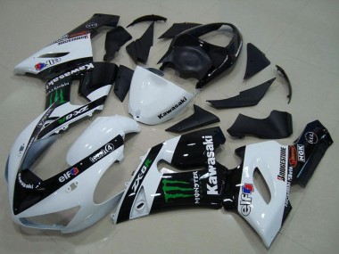 Purchase 2005-2006 Kawasaki ZX6R Motorcycle Fairings - White Glossy Black Green Monster Canada