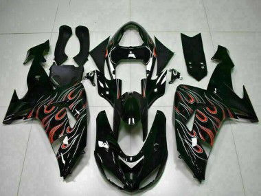 Purchase 2006-2007 Kawasaki ZX10R Motorcycle Fairing Kits - Glossy Black Red Flame Canada