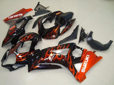 Purchase 2007-2008 Suzuki GSXR 1000 Motorcycle Fairings - Glossy Black Orange Flame Canada