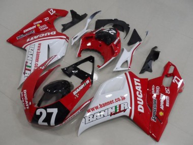 Purchase 2007-2014 Ducati 1098 Motorcycle Fairings - White Red Glossy Black Banner 27 Canada