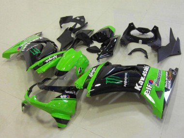 Purchase 2008-2012 Kawasaki ZX250R Motorcycle Fairings - Green Glossy Black Elf Monster Bridgestone Canada