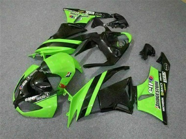 Purchase 2009-2012 Kawasaki ZX6R Motorcycle Fairings - Green Glossy Black Elf Touch4 Bridgestone Canada