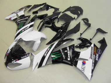 Purchase 2009-2012 Kawasaki ZX6R Motorcycle Fairings - White Glossy Black Green Elf Touch4 Monster Bridgestone Canada