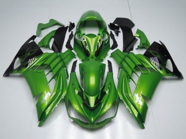 Purchase 2012-2024 Kawasaki ZX14R ZZR1400 Motorcycle Fairings - Green Glossy Black Flame White Ninja Canada