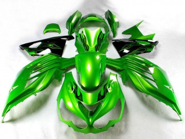 Purchase 2012-2024 Kawasaki ZX14R ZZR1400 Motorcycle Fairing - Green Glossy Black Canada