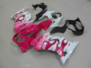 Purchase 2008-2012 Kawasaki ZX250R Motorcycle Fairings - White Pink Flame Canada