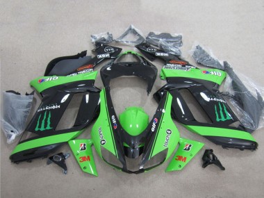 Purchase 2007-2008 Kawasaki ZX6R Motorcycle Fairings - Green Black 3M Monster Canada