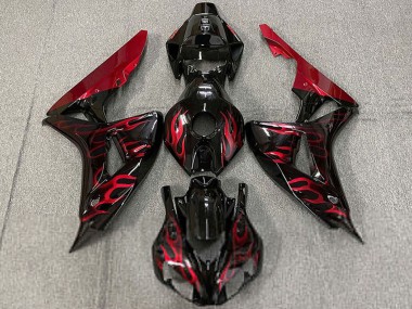 Purchase 2006-2007 Honda CBR1000RR Motorcycle Fairings - Glossy Black Red Flame Canada