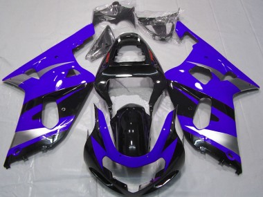 Purchase 2001-2003 Suzuki GSXR 600 / GSXR 750 Motorcycle Fairings - Blue Silver Glossy Black OEM Style Canada