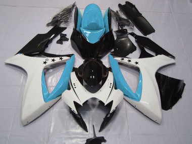 Purchase 2006-2007 Suzuki GSXR 600 / GSXR 750 Motorcycle Fairings - Light Blue White Glossy Black Star Canada