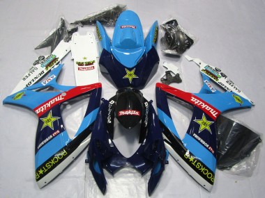 Purchase 2006-2007 Suzuki GSXR 600 / GSXR 750 Motorcycle Fairings - Blue White Red Glossy Black Rockstar Canada