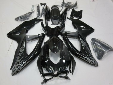 Purchase 2008-2010 Suzuki GSXR 600 / GSXR 750 Motorcycle Fairings - Glossy Black Silver Canada