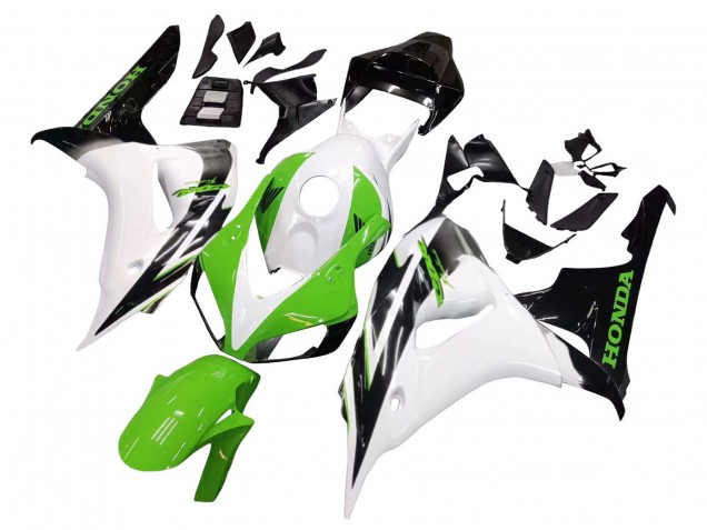 2006-2007 Honda CBR1000RR Motorcycle Fairing - White Green Glossy Black Canada