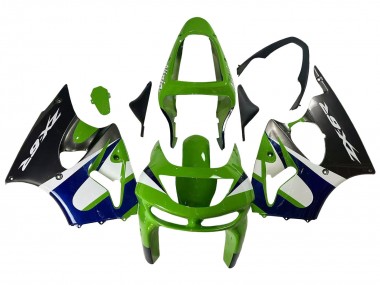 Purchase 1998-1999 Kawasaki ZX6R Motorcycle Fairings - Green White Blue Silver Glossy Black Canada