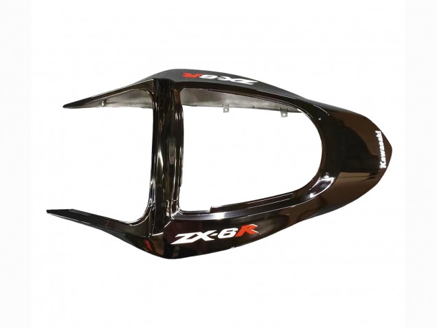 2003-2004 Kawasaki ZX6R Motorcycle Fairings - Glossy Black Red Flame Canada