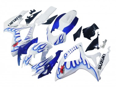 Purchase 2006-2007 Suzuki GSXR 600 / GSXR 750 Motorcycle Fairings - White Blue Flame Canada