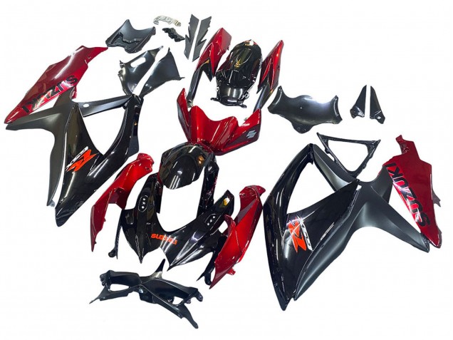 2008-2010 Suzuki GSXR 600 / GSXR 750 Motorcycle Fairing - Red Glossy Black Canada