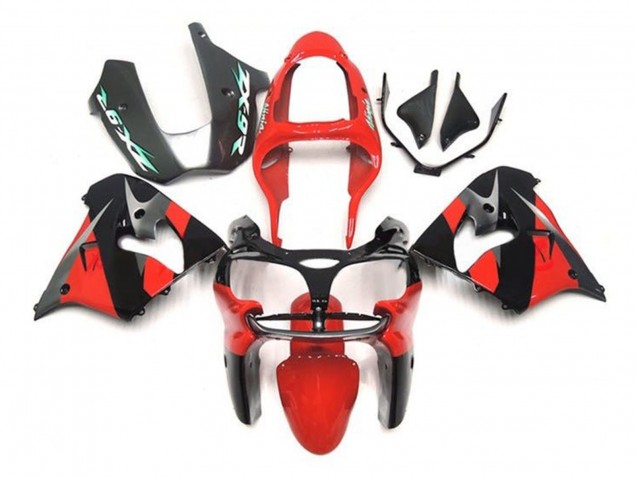 2002-2003 Kawasaki ZX9R Motorcycle Fairings - Red Black Silver Canada