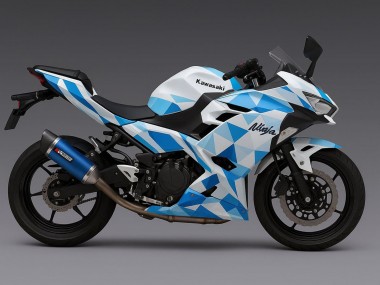 Purchase 2024-2025 Kawasaki Ninja 500 EX500R Motorcycle Fairings - White Blue Geometric Canada