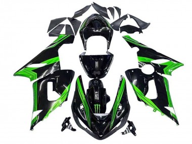 Purchase 2005-2006 Kawasaki ZX6R Motorcycle Fairings - Green Glossy Black Monster Stripe Canada