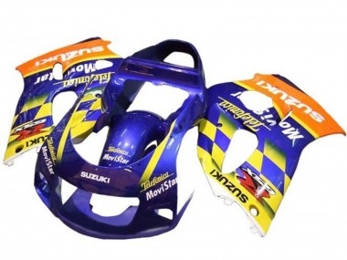 Purchase 1996-2000 Suzuki GSXR 600 / GSXR 750 Motorcycle Fairings - Blue Orange Yellow Telefonica MoviStar Canada