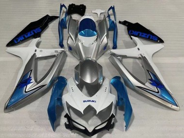 Purchase 2008-2010 Suzuki GSXR 600 / GSXR 750 Motorcycle Fairings - White Silver Light Blue Black Canada
