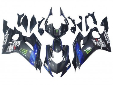 Purchase 2017-2023 Yamaha YZF R6 Motorcycle Fairings - Blue Black Faux Carbon Fiber Green Monster Canada