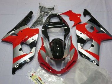 2000-2002 Red Silver and Black Suzuki GSXR 1000 Motorcycle Fairings