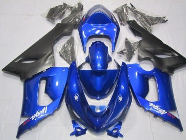 2005-2006 Blue and Black Kawasaki ZX6R Motorcycle Fairings